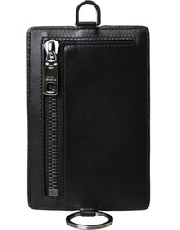 Dolce & Gabbana Dolce & Gabbana Black Calf Leather Lanyard Logo Card Holder Men Men's Wallet