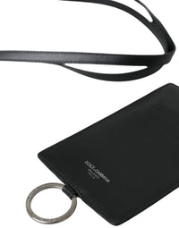 Dolce & Gabbana Dolce & Gabbana Black Calf Leather Lanyard Logo Card Holder Men Men's Wallet
