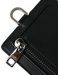 Dolce & Gabbana Dolce & Gabbana Black Calf Leather Lanyard Logo Card Holder Men Men's Wallet