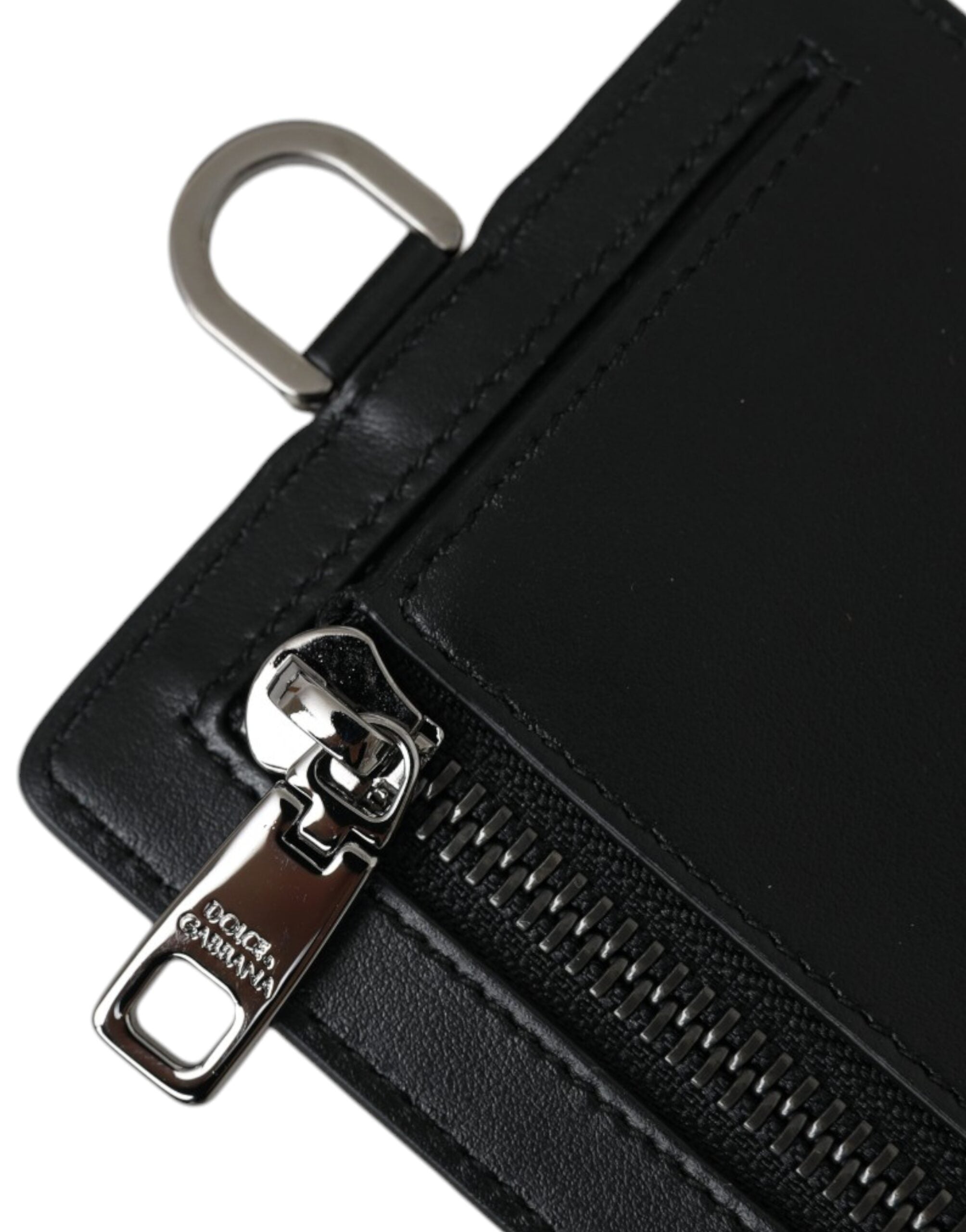 Dolce & Gabbana Dolce & Gabbana Black Calf Leather Lanyard Logo Card Holder Men Men's Wallet