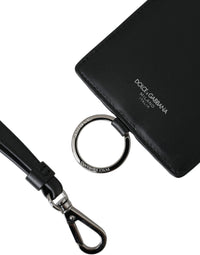 Dolce & Gabbana Dolce & Gabbana Black Calf Leather Lanyard Logo Card Holder Men Men's Wallet