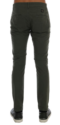 Daniele Alessandrini Elegant Slim Fit Green Men's Chinos