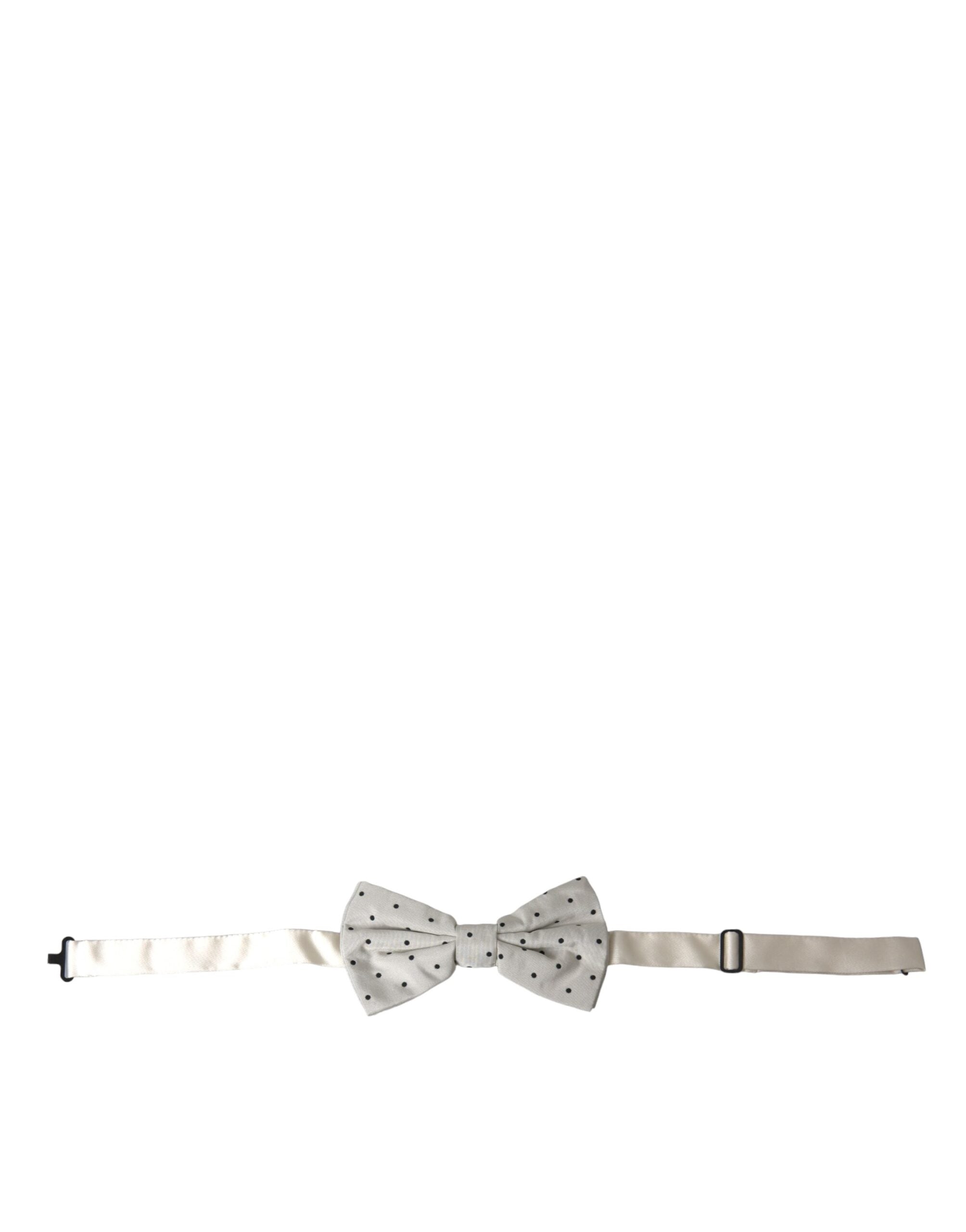 Dolce & Gabbana Dolce & Gabbana White Black Polka Dot Polyester Bow Tie Men's Men