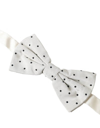 Dolce & Gabbana Dolce & Gabbana White Black Polka Dot Polyester Bow Tie Men's Men