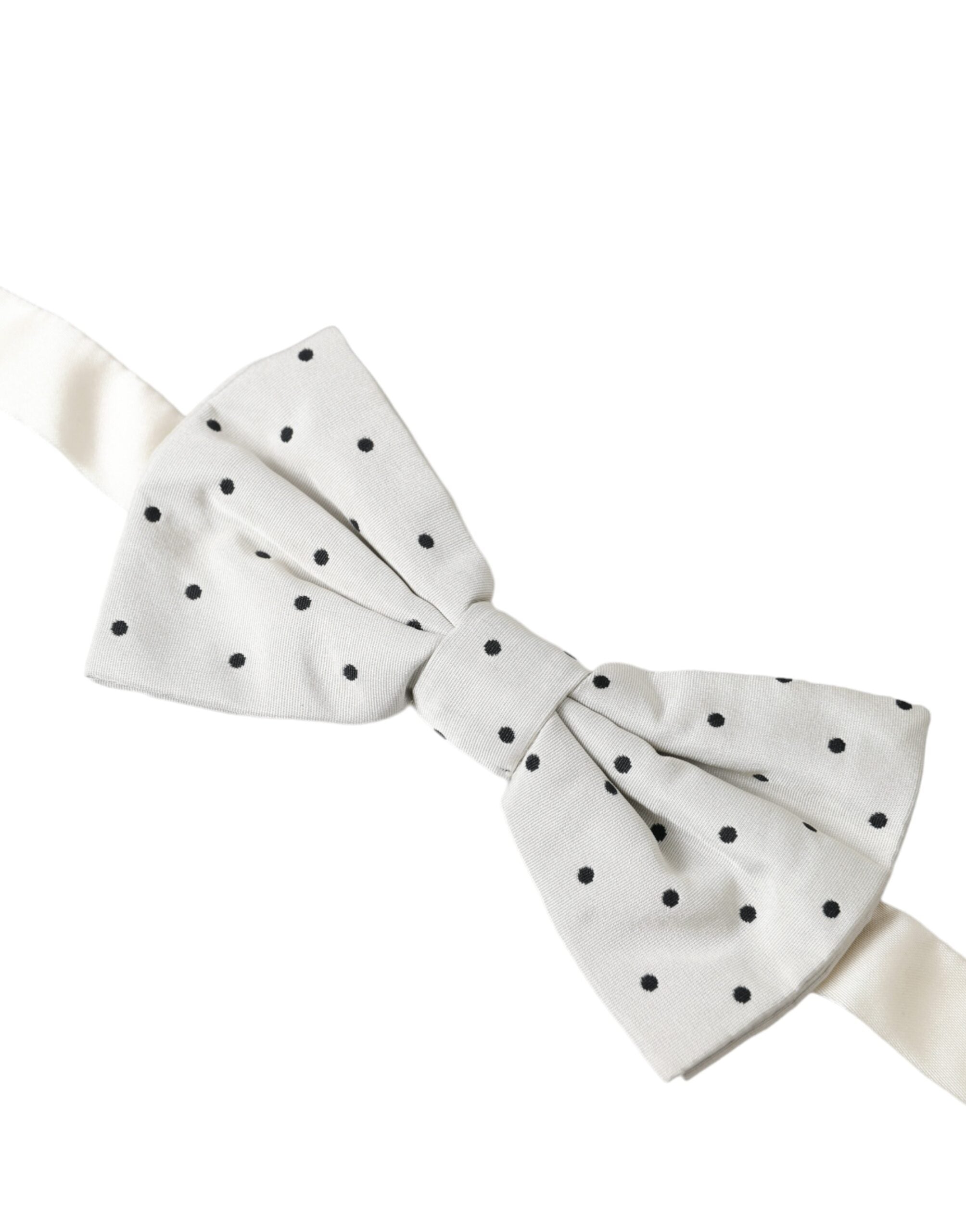 Dolce & Gabbana Dolce & Gabbana White Black Polka Dot Polyester Bow Tie Men's Men