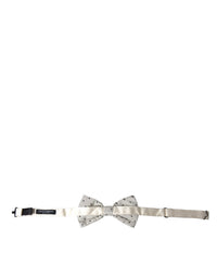 Dolce & Gabbana Dolce & Gabbana White Black Polka Dot Polyester Bow Tie Men's Men