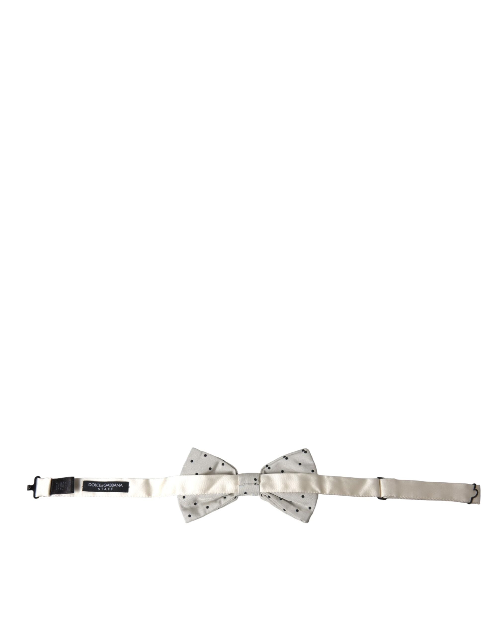 Dolce & Gabbana Dolce & Gabbana White Black Polka Dot Polyester Bow Tie Men's Men