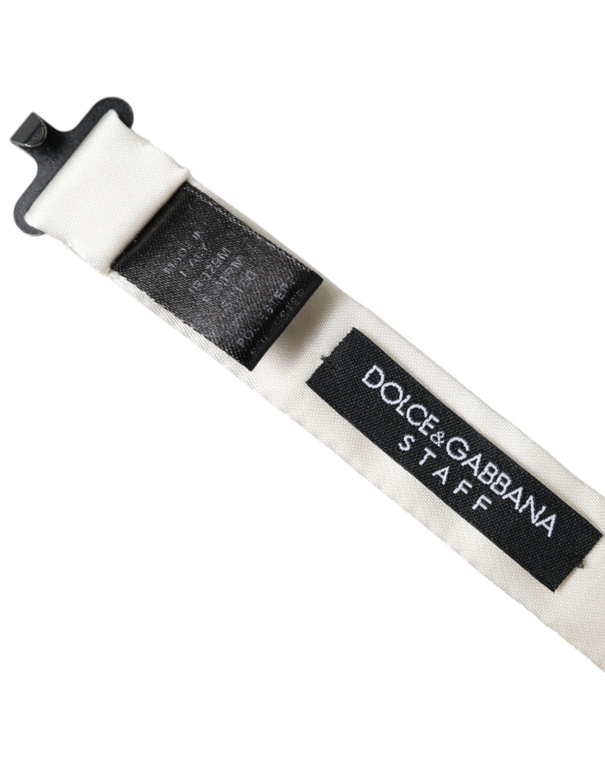 Dolce & Gabbana Dolce & Gabbana White Black Polka Dot Polyester Bow Tie Men's Men