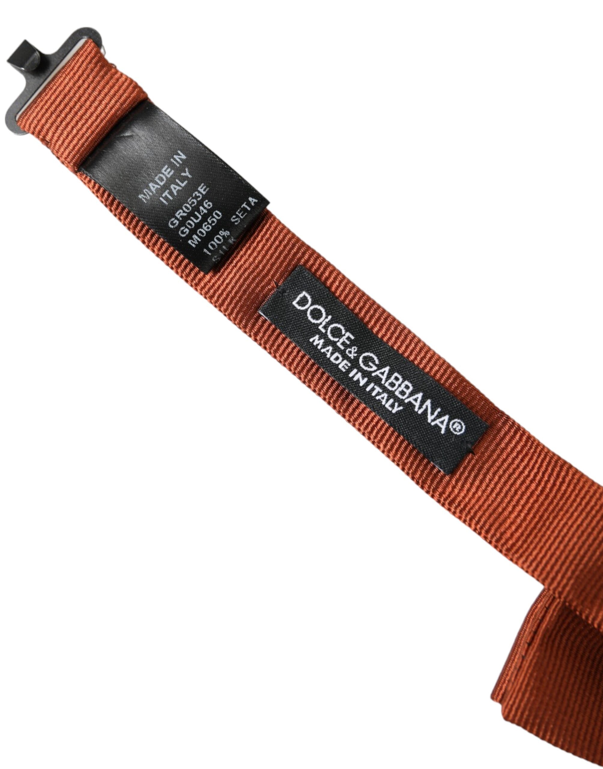 Dolce & Gabbana Dolce & Gabbana Brown Silk Adjustable Neck Men Bow Men's Tie