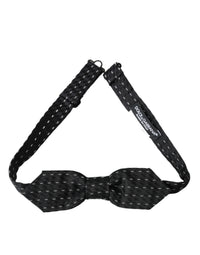Dolce & Gabbana Dolce & Gabbana Black White Stitched Silk Men Neck Bow Men's Tie