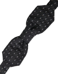 Dolce & Gabbana Dolce & Gabbana Black White Stitched Silk Men Neck Bow Men's Tie