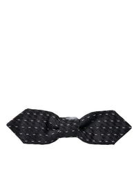 Dolce & Gabbana Dolce & Gabbana Black White Stitched Silk Men Neck Bow Men's Tie