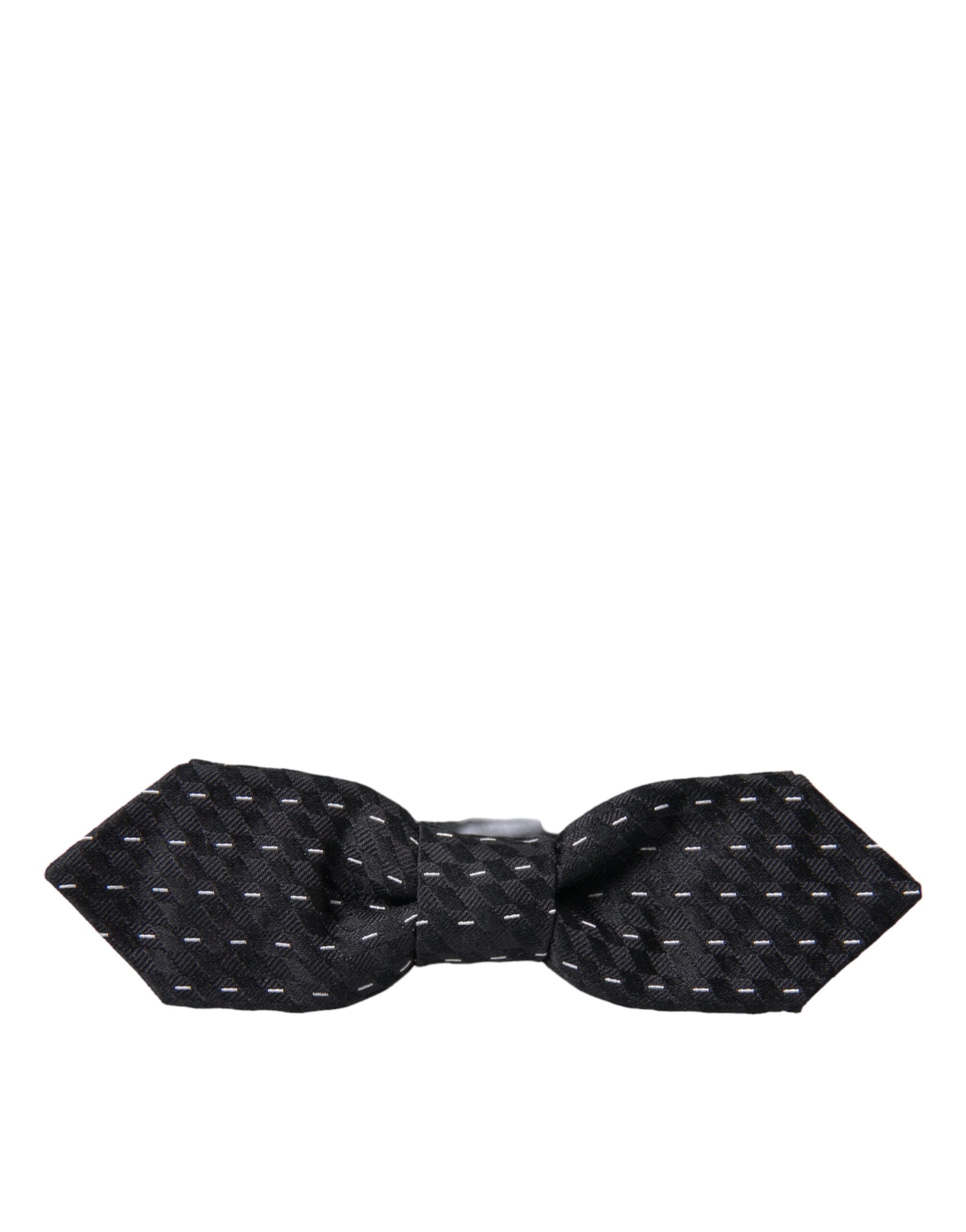 Dolce & Gabbana Dolce & Gabbana Black White Stitched Silk Men Neck Bow Men's Tie