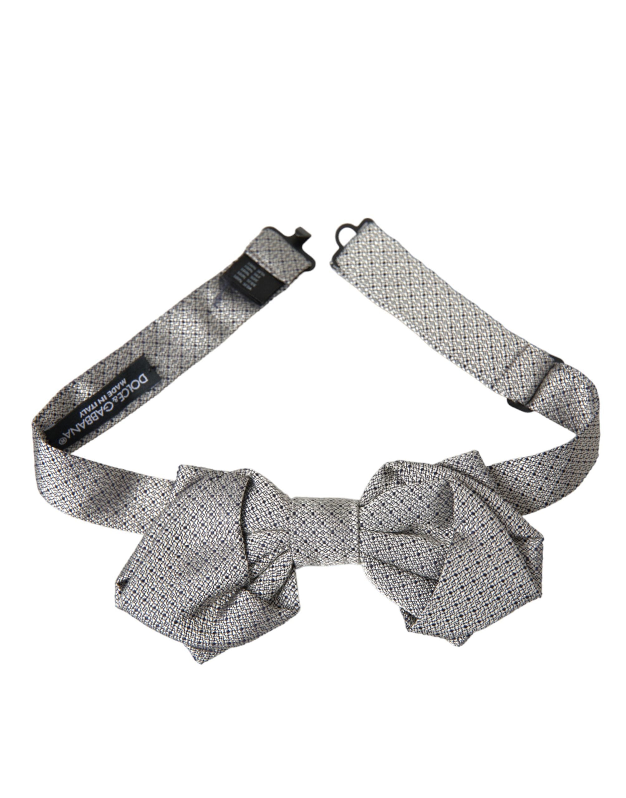 Dolce & Gabbana Dolce & Gabbana Gray Silk Adjustable Neck Men Bow Men's Tie