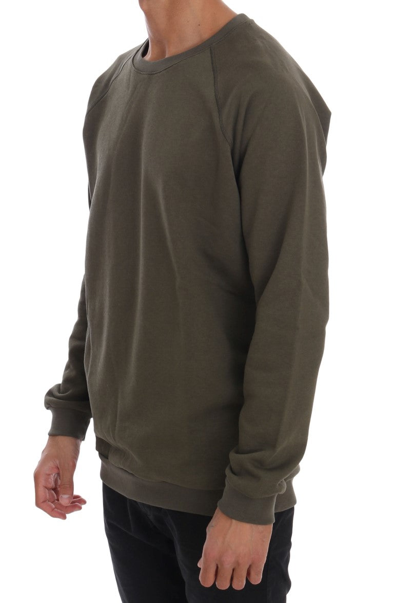 Daniele Alessandrini Stunning Green Crewneck Cotton Men's Sweater