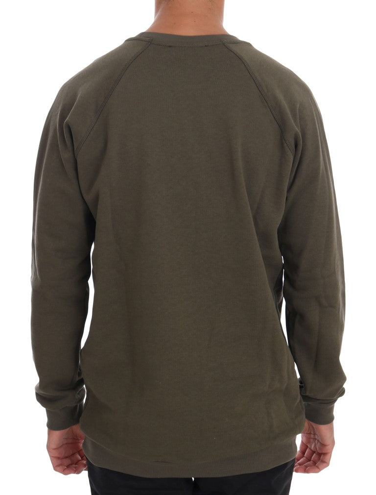 Daniele Alessandrini Stunning Green Crewneck Cotton Men's Sweater