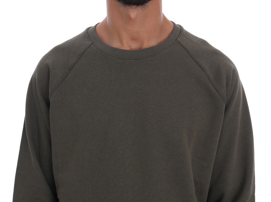 Daniele Alessandrini Stunning Green Crewneck Cotton Men's Sweater