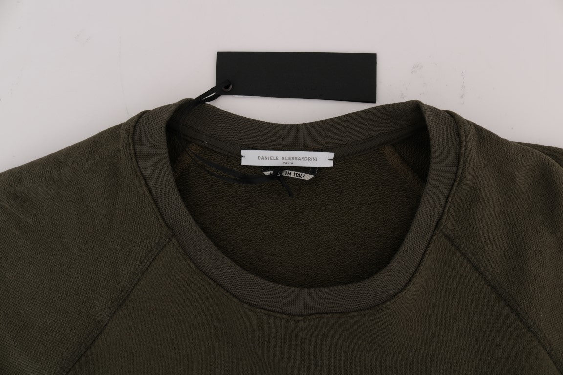 Daniele Alessandrini Stunning Green Crewneck Cotton Men's Sweater