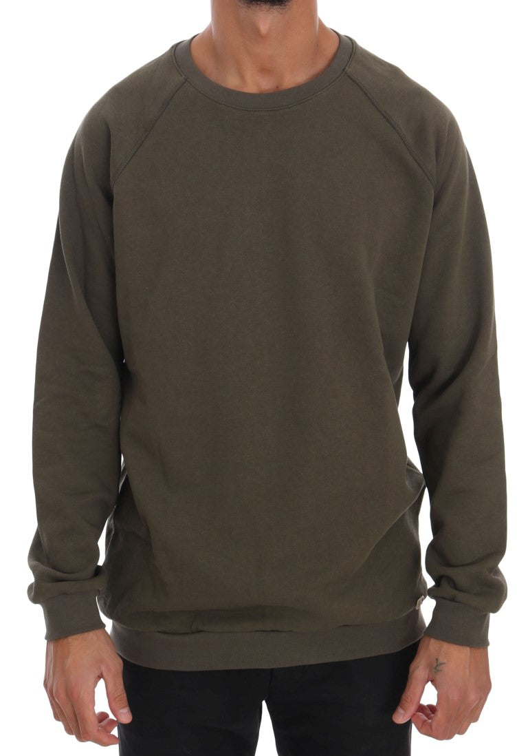 Daniele Alessandrini Stunning Green Crewneck Cotton Men's Sweater