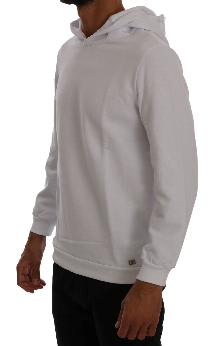 Daniele Alessandrini Elegant White Cotton Hooded Men's Sweater