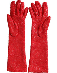 Dolce & Gabbana Red Lurex Fantasia Mid Arm Length Women's Gloves