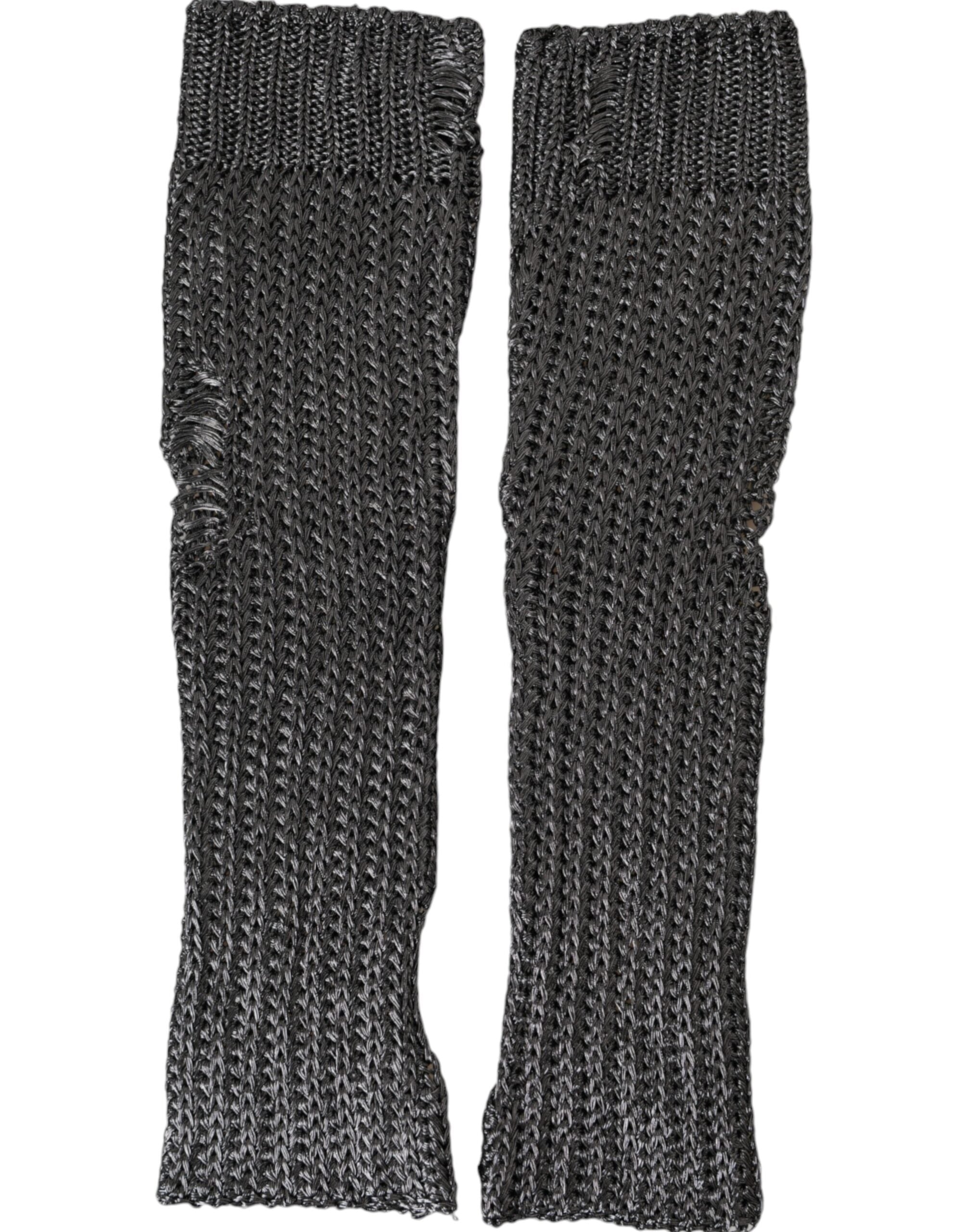Dolce & Gabbana Gray Viscose Knitted Finger Less Women's Gloves