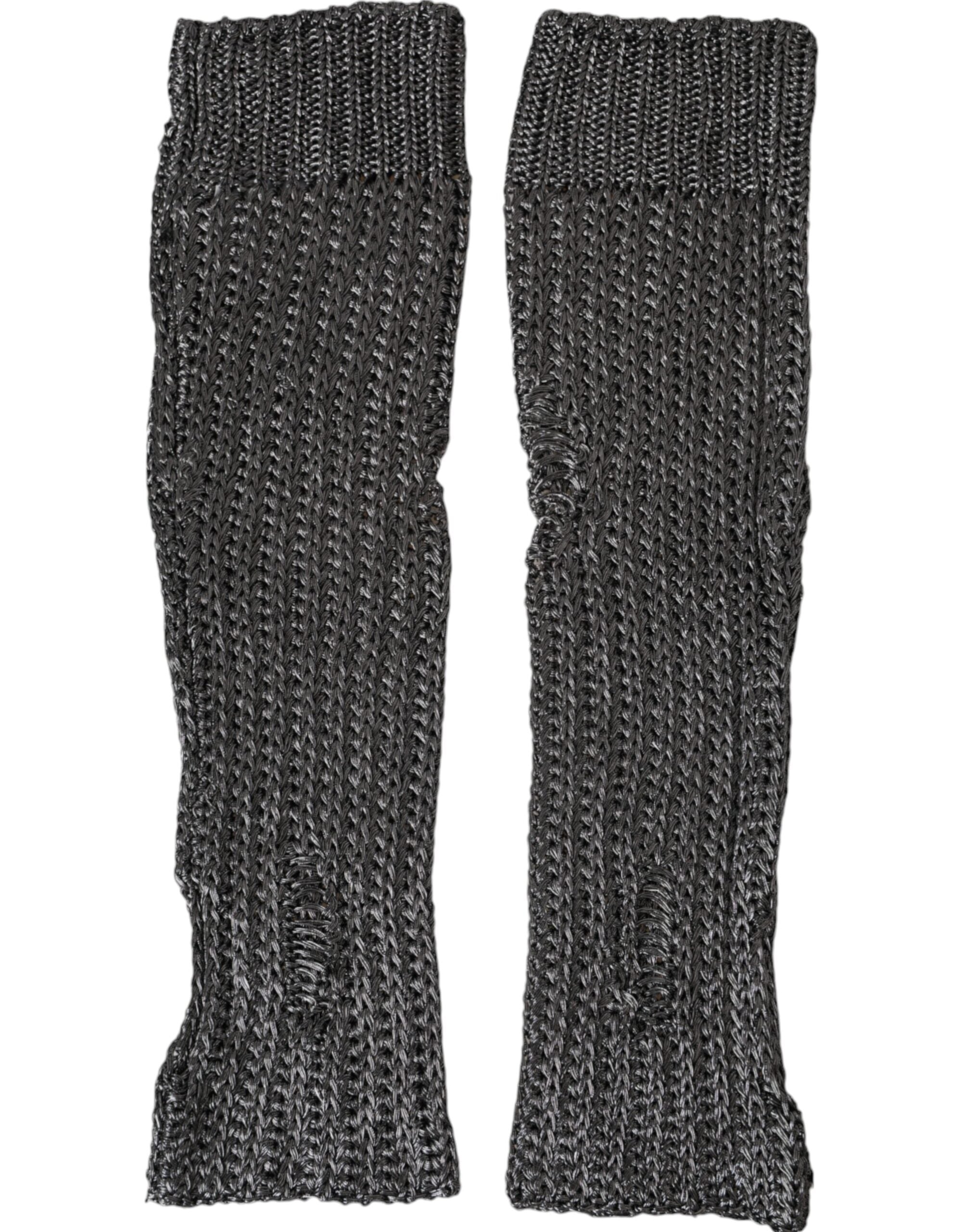 Dolce & Gabbana Gray Viscose Knitted Finger Less Women's Gloves