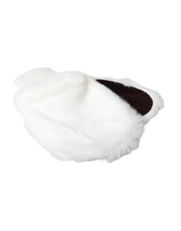 Dolce & Gabbana White Acrylic Knitted Fur Wrist Mitten Women's Gloves