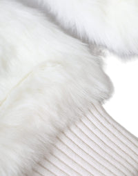 Dolce & Gabbana White Acrylic Knitted Fur Wrist Mitten Women's Gloves