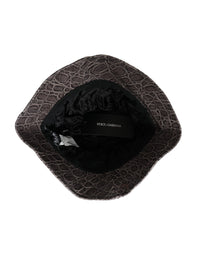 Dolce & Gabbana Black Gray Patterned Leather Bucket Women's Hat