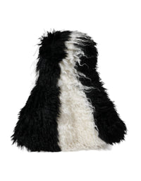 Dolce & Gabbana Black White Stripes Mohair Fur Bucket Women's Hat