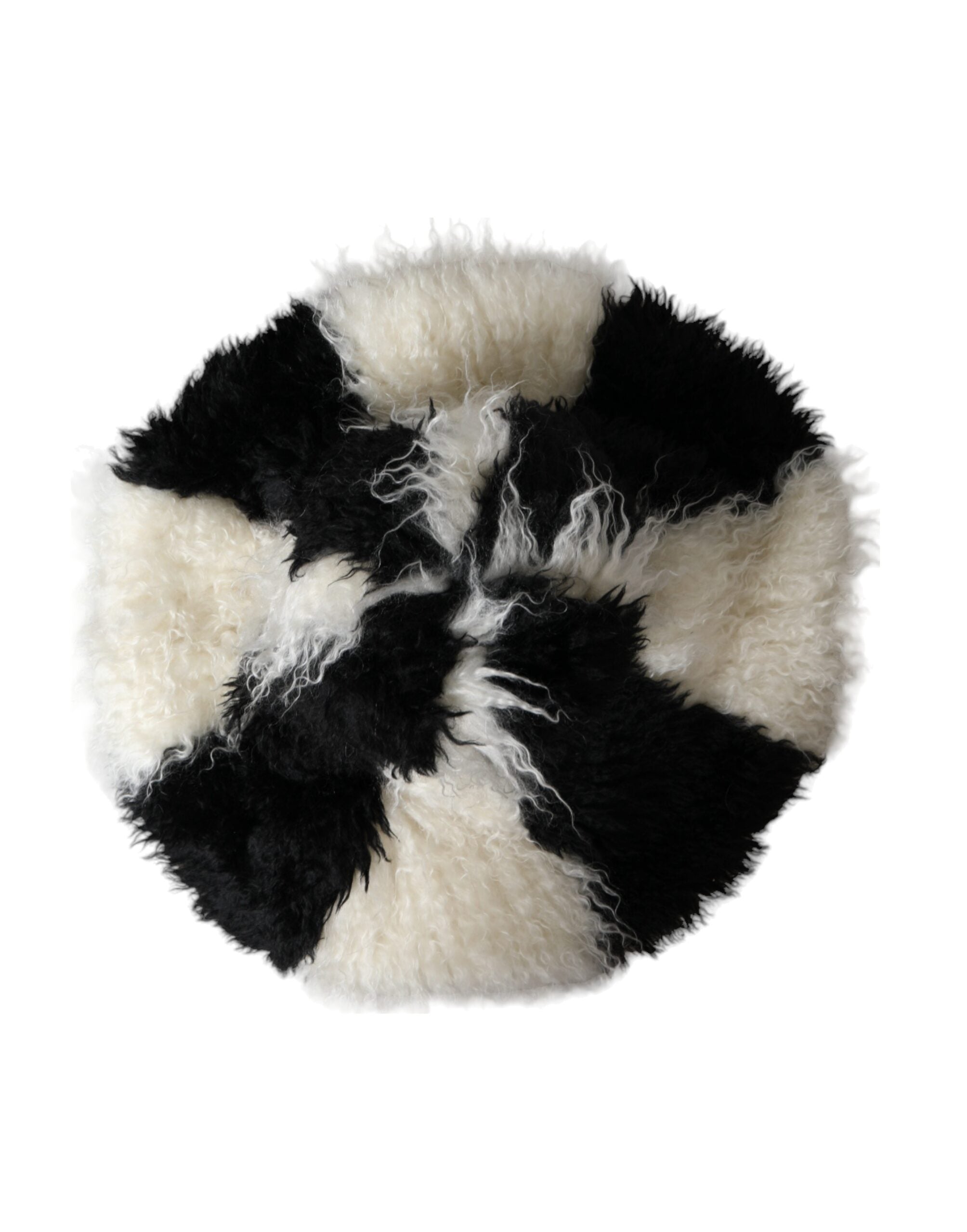 Dolce & Gabbana Black White Stripes Mohair Fur Bucket Women's Hat