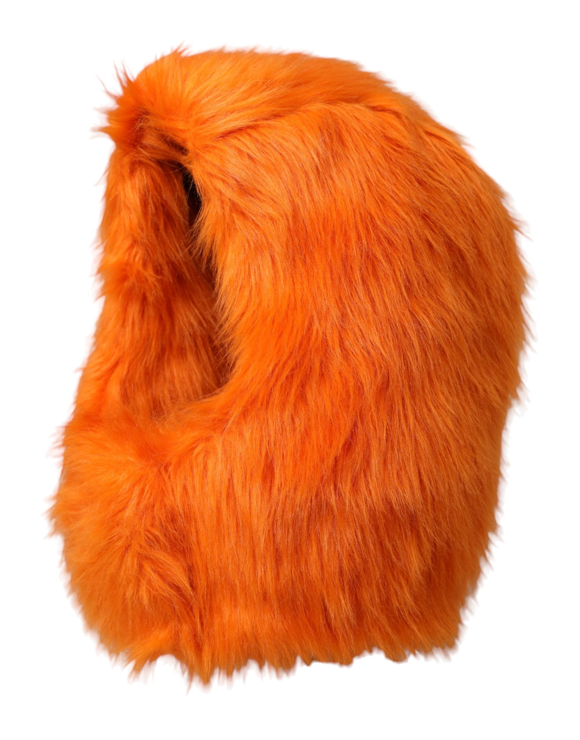 Dolce & Gabbana Orange Faux Fur Whole Head Wrap Women's Hat