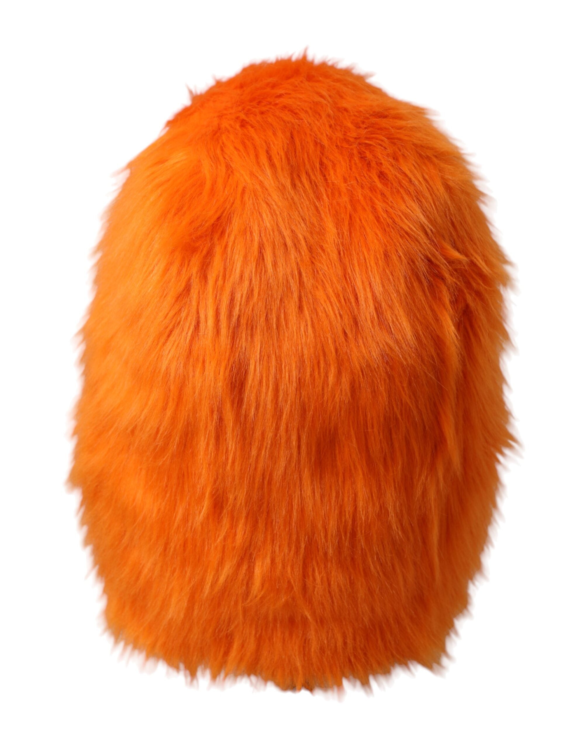 Dolce & Gabbana Orange Faux Fur Whole Head Wrap Women's Hat