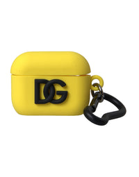 Dolce & Gabbana Dolce & Gabbana Yellow Silicone Logo Embossed Airpods Women's Case