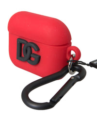 Dolce & Gabbana Red Silicone Rubber Logo Embossed Airpods Women's Case