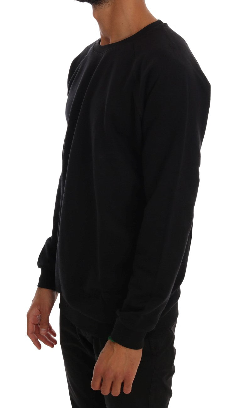 Daniele Alessandrini Elegant Black Cotton Crewneck Men's Sweater