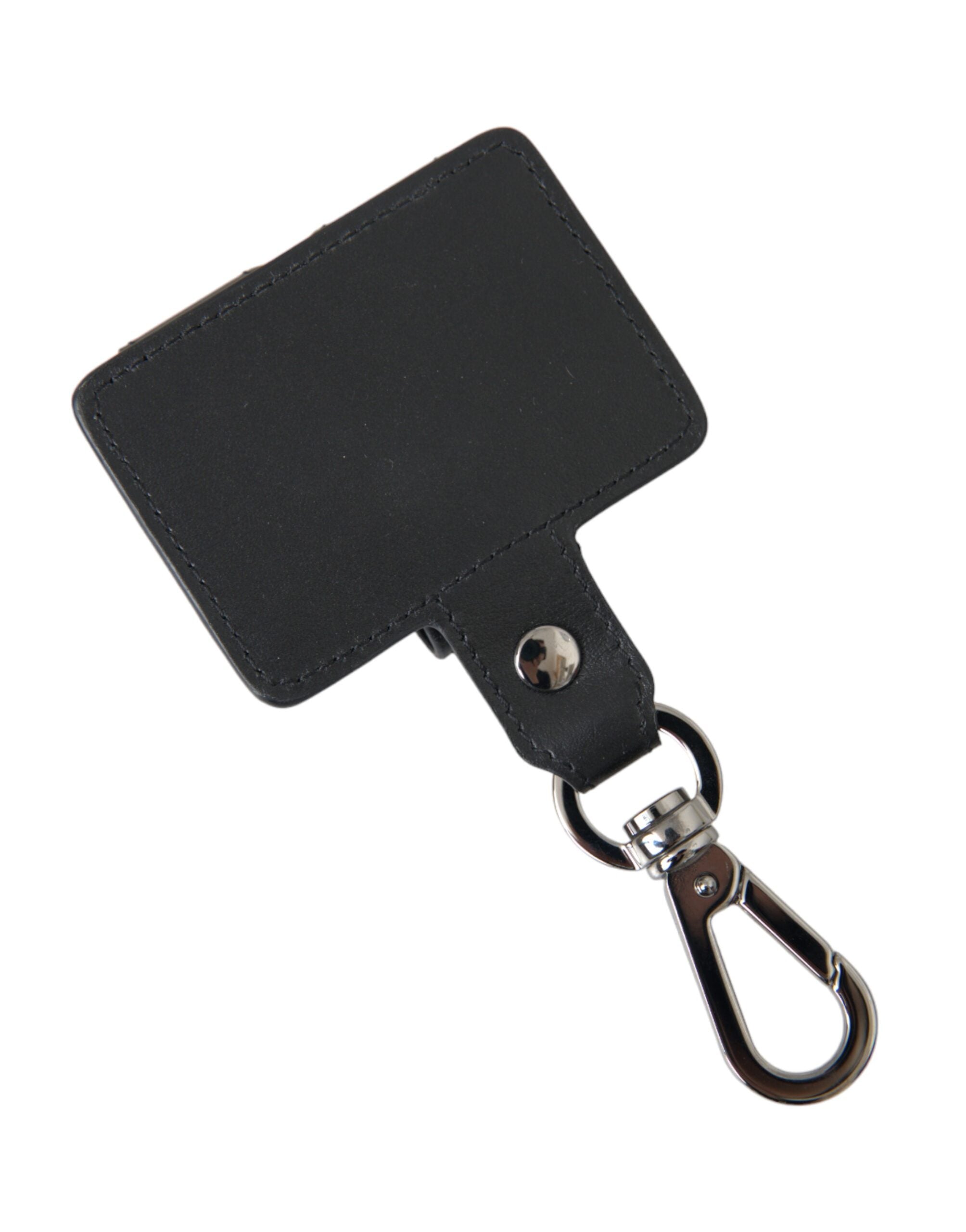 Dolce & Gabbana Dolce & Gabbana Black Plain Leather Silver Metal Airpods Women's Case
