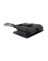 Dolce & Gabbana Dolce & Gabbana Black Plain Leather Silver Metal Airpods Women's Case