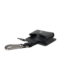 Dolce & Gabbana Dolce & Gabbana Black Plain Leather Silver Metal Airpods Women's Case
