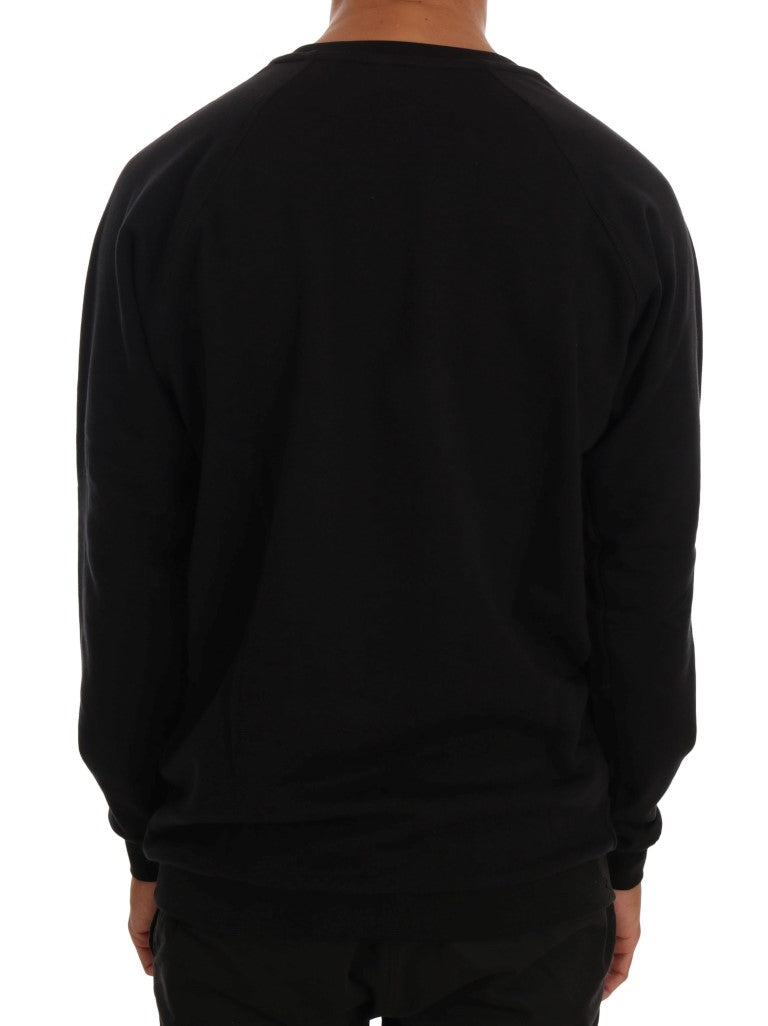 Daniele Alessandrini Elegant Black Cotton Crewneck Men's Sweater