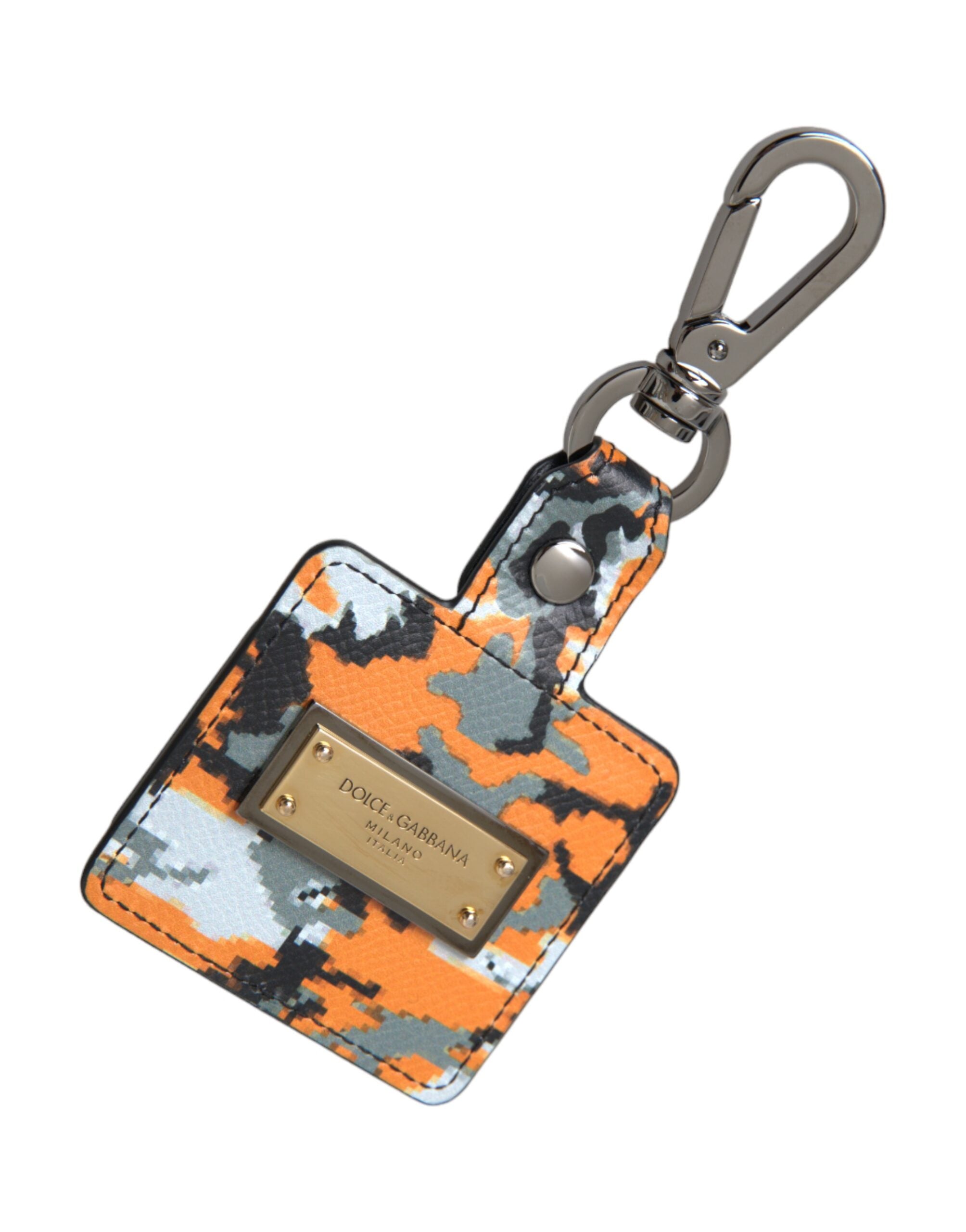 Dolce & Gabbana Dolce & Gabbana Multicolor Camouflage Print Leather Logo Metal Airpods Women's Case