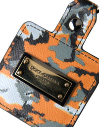 Dolce & Gabbana Dolce & Gabbana Multicolor Camouflage Print Leather Logo Metal Airpods Women's Case