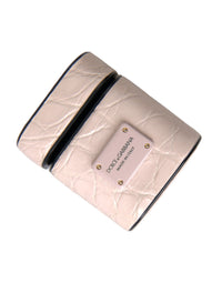 Dolce & Gabbana Light Pink Leather Metal Logo Plaque Airpods Women's Case
