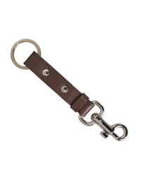 Dolce & Gabbana Dolce & Gabbana Brown Plain Leather Silver Brass Keyring Holder Women's Keychain