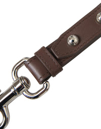 Dolce & Gabbana Dolce & Gabbana Brown Plain Leather Silver Brass Keyring Holder Women's Keychain