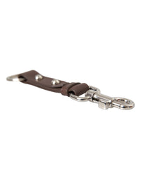 Dolce & Gabbana Dolce & Gabbana Brown Plain Leather Silver Brass Keyring Holder Women's Keychain