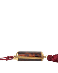 Dolce & Gabbana Brown Leopard Mini Mirror Tassel Make Up Holder Women's Bag