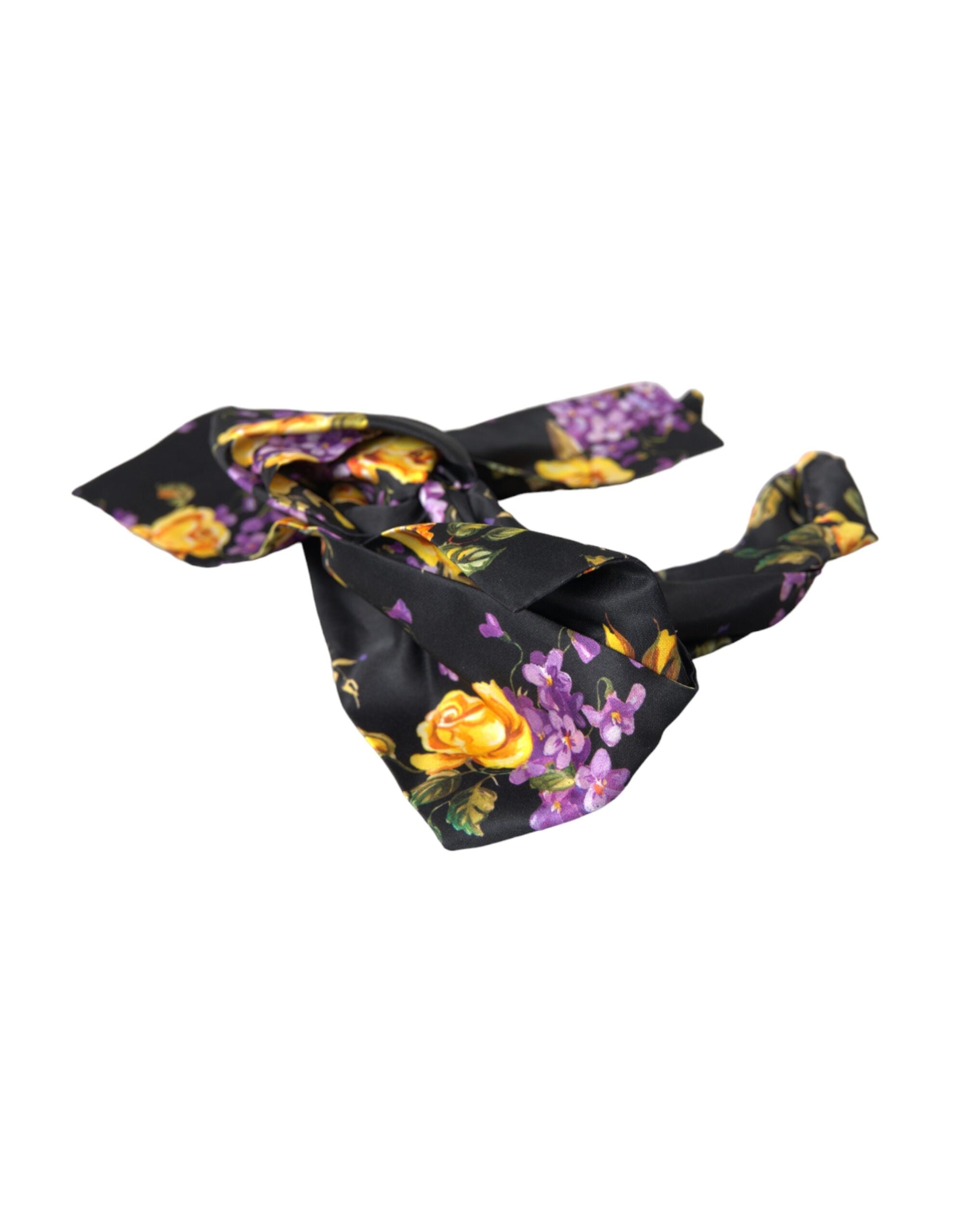 Dolce & Gabbana Dolce & Gabbana Black Floral Applique Silk Women Headband Women's Diadem