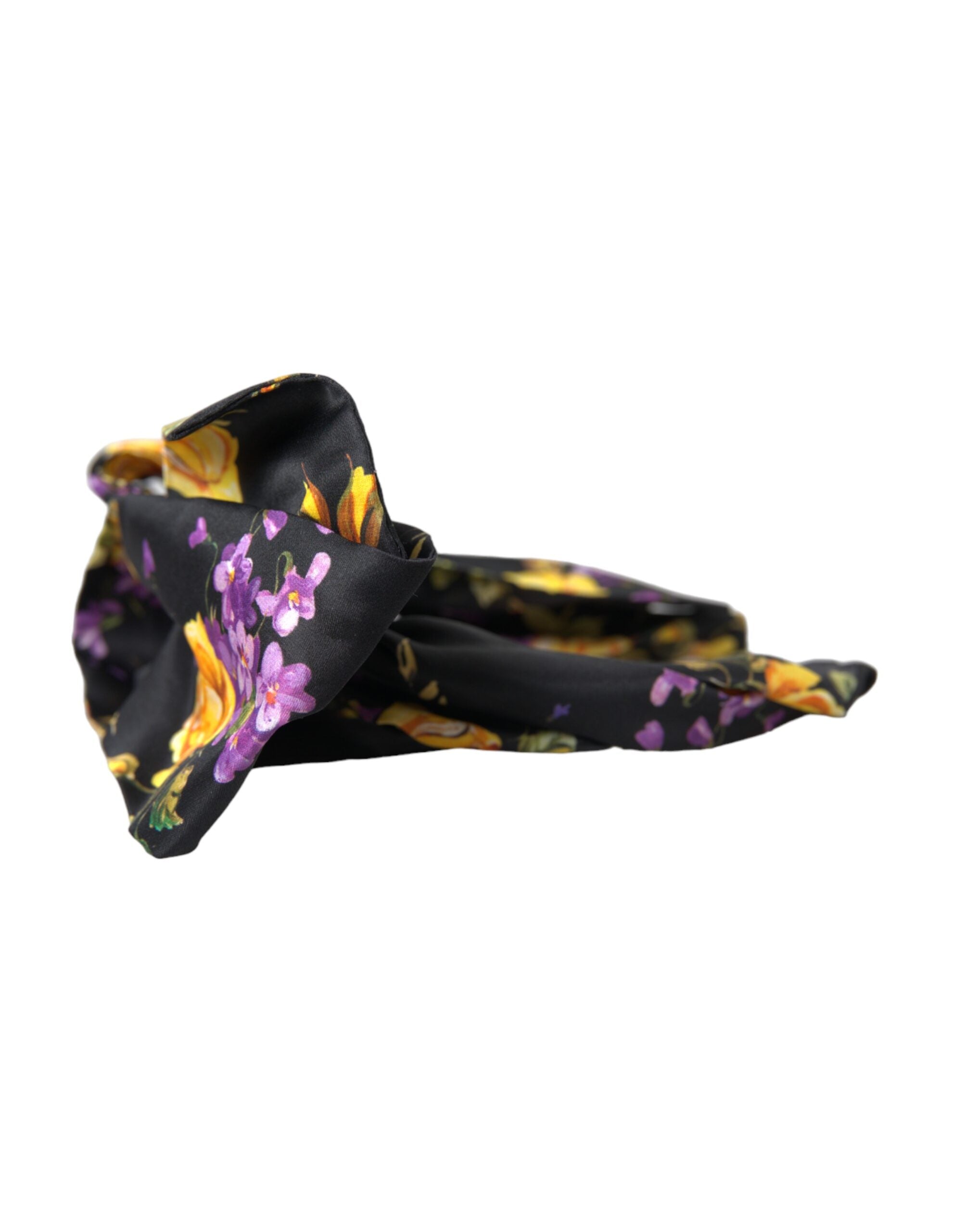 Dolce & Gabbana Dolce & Gabbana Black Floral Applique Silk Women Headband Women's Diadem